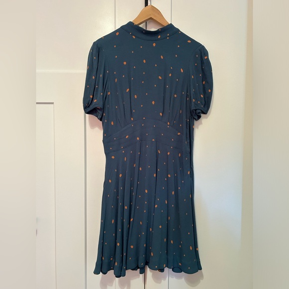 Free People Green Comb Polka Dot Reversible Dress - Size 8 - Picture 4 of 4